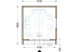 Casa de madeira para jardim PIA S (34 mm + revestimento), 5x5 m, 25 m² specification 1