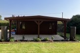 Telheiro para 1 carro em madeira 3x6 m com abrigo (44 mm) 2x6 m customer 2
