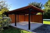 Telheiro para 2 carros em madeira LUNA DUO F, 6x6 m, com parede lateral customer 2