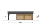 Garagem de madeira pré-fabricada para 2 carros MULTI (44 mm) 6x6 m com telheiro 3x6 m specification 4