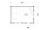 Abrigo de jardim em madeira DREUX F com telhado plano (34 mm), 4x3 m, 12 m² specification 1