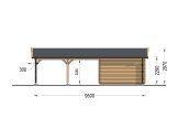 Garagem de madeira pré-fabricada para 1 carro MULTI (44 mm) 4x6 m com telheiro duplo 5.5x6 m specification 4