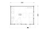 Abrigo de jardim em madeira DREUX F com telhado plano (34 mm), 5x4 m, 18 m² specification 1