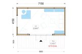 Casa de madeira para jardim PREMIUM (Isolamento térmico, 34 mm + revestimento), 7x4 m, 28 m² specification 1