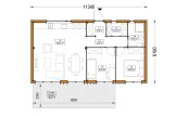 Casa de madeira para habitação BELLA 2 RV (Isolamento térmico PLUS, 44 mm + revestimento), 60 m² specification 1