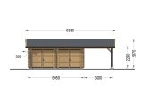 Garagem de madeira pré-fabricada para 2 carros MULTI (44 mm) 6x6 m com telheiro 3x6 m specification 2