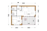 Casa de madeira para habitação GINNY RV (Isolamento térmico PLUS, 44 mm + revestimento), 49 m² specification 1