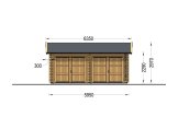 Garagem de madeira pré-fabricada para 2 carros ALTERNATIVE (44 mm), 6x6 m, 36 m² specification 2