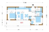 Casa de madeira para habitação LUCIA 2 RV (Isolamento térmico PLUS, 44 mm + revestimento), 50 m² specification 1