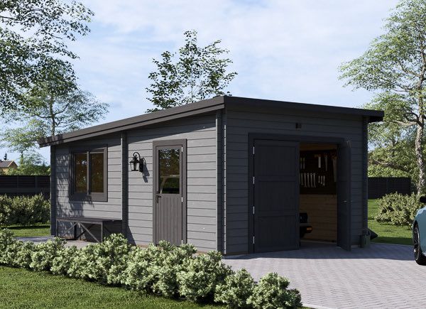Garagem de madeira pré-fabricada para 1 carro MODERN (34 mm), 4x6 m, 24 m² avp.ui.product_images.thumbnail 1