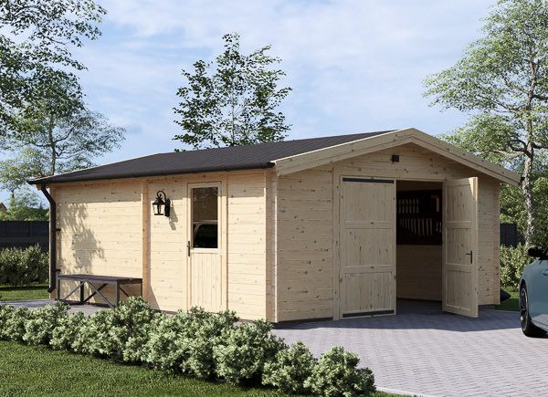 Garagem de madeira pré-fabricada para 1 carro CLASSIC S (44 mm), 5x6 m, 30 m² avp.ui.product_images.thumbnail 1