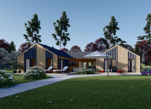 Casa de madeira pré-fabricada SCARLET (Isolamento térmico, 44 mm + revestimento), 160 m² avp.ui.product_images.thumbnail 1
