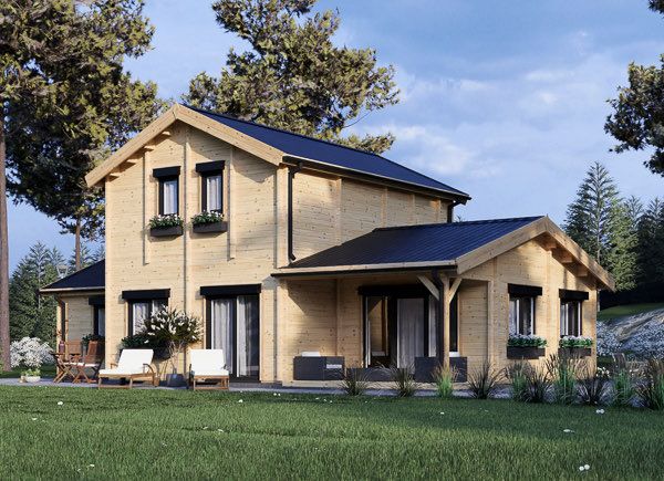 Casa de madeira pré-fabricada HOLLAND S (66 mm), 113 m² com terraço de 13 m² avp.ui.product_images.thumbnail 1