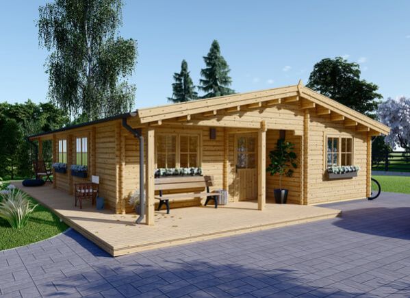 Casa de madeira pré-fabricada LINDA (66 mm), 78 m² com terraço de 15 m² avp.ui.product_images.thumbnail 1