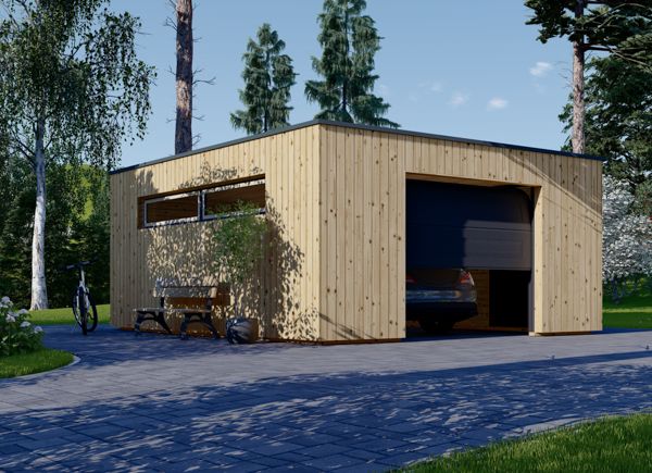 Garagem de madeira pré-fabricada para 1 carro SILVIA F (34 mm + revestimento), 5x6 m, 30 m² avp.ui.product_images.thumbnail 1