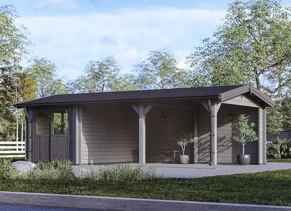 Telheiro para 1 carro em madeira 4x5 m com abrigo (44 mm), 4x2.5 m avp.ui.product_images.thumbnail 1