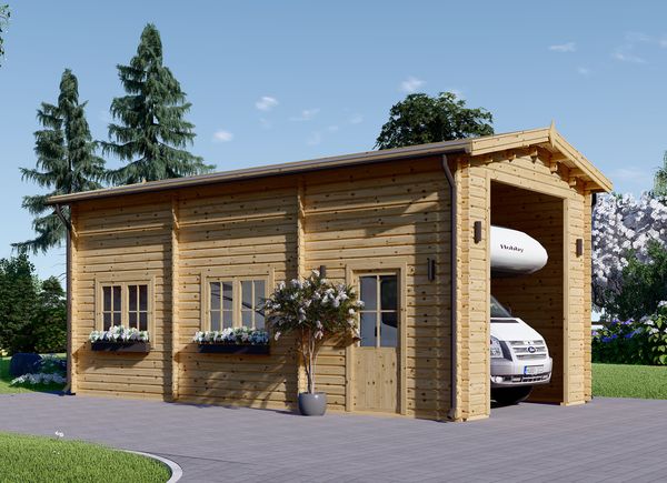 Garagem de madeira para caravana (44 mm), 4x8 m, 32 m² avp.ui.product_images.thumbnail 1