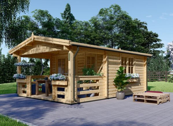 Abrigo de jardim em madeira SHANON (34 mm), 4x5.75 m, 16 m² com terraço de 7 m² avp.ui.product_images.thumbnail 1