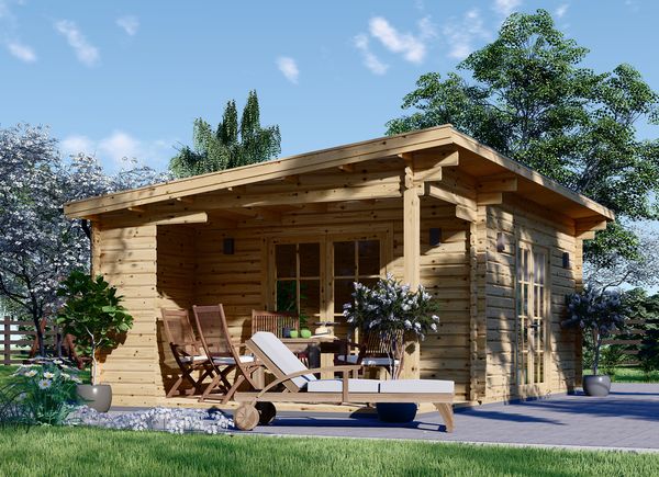 Casa de madeira para jardim CARL (34 mm), 5x4 m, 20 m² com terraço de 8 m² avp.ui.product_images.thumbnail 1