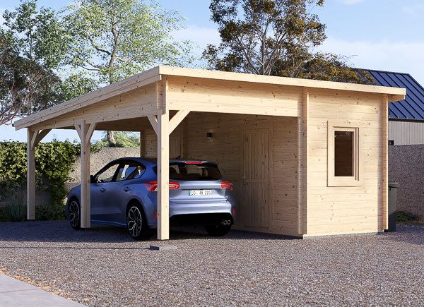 Telheiro para 1 carro em madeira MODERN, 5.95x5 m, com abrigo avp.ui.product_images.thumbnail 1