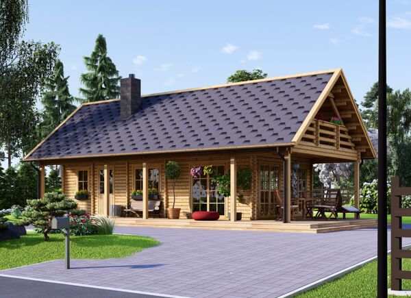 Casa de madeira pré-fabricada AURA (44+44 mm), 100 m² com terraço 35 m² avp.ui.product_images.thumbnail 1