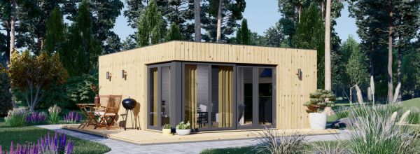 Casa de madeira pré-fabricada PREMIUM (Isolamento térmico PLUS, 34 mm + revestimento), 6x5 m, 30 m²