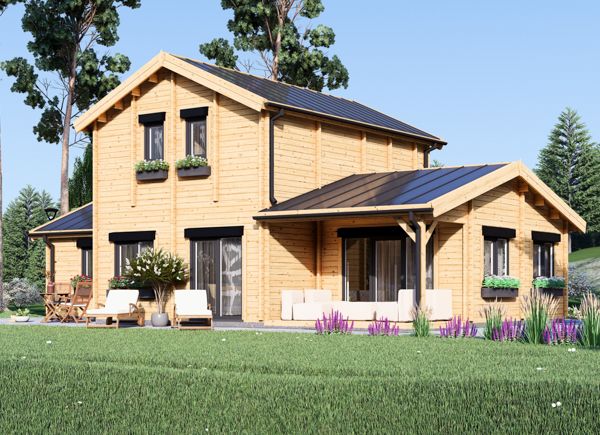 Casa de madeira pré-fabricada HOLLAND S (66 mm), 113 m² com terraço de 13 m² avp.ui.product_images.thumbnail 1