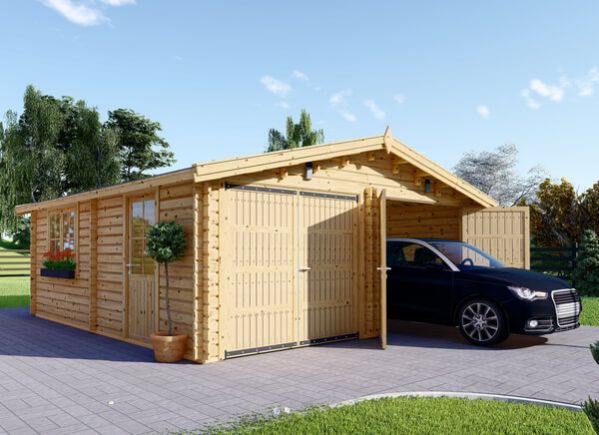 Garagem de madeira pré-fabricada para 2 carros CLASSIC DUO (44 mm), 6x6 m, 36 m² avp.ui.product_images.thumbnail 1