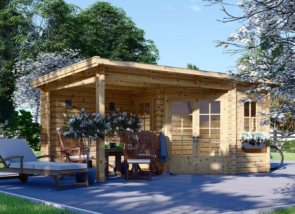 Abrigo de jardim em madeira KATERINA (28 mm), 5x3 m, 7.5 m² com telheiro de 7,5 m² avp.ui.product_images.thumbnail 1