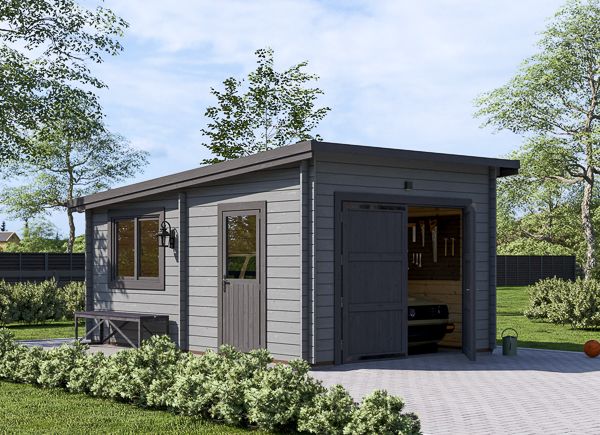 Garagem de madeira pré-fabricada para 1 carro MODERN (34 mm), 3.6x5.4 m, 20 m² avp.ui.product_images.thumbnail 1
