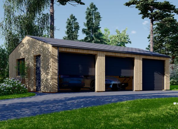 Garagem de madeira pré-fabricada para 3 carros SILVIA TRIO (34 mm + revestimento), 9x6 m, 54 m² avp.ui.product_images.thumbnail 1