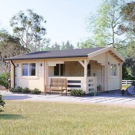 Casa de madeira pré-fabricada OLIVIA S (34+34 mm), 6x6 m, 27 m² com terraço de 8 m² avp.ui.product_images.thumbnail 1