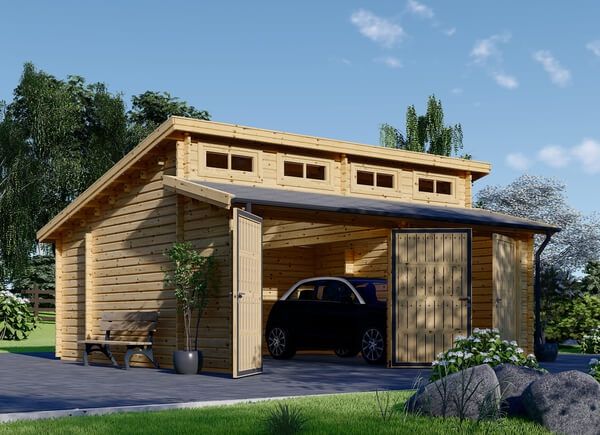 Garagem de madeira pré-fabricada para 2 carros TWIN DUO (44 mm), 6x6 m, 36 m² avp.ui.product_images.thumbnail 1