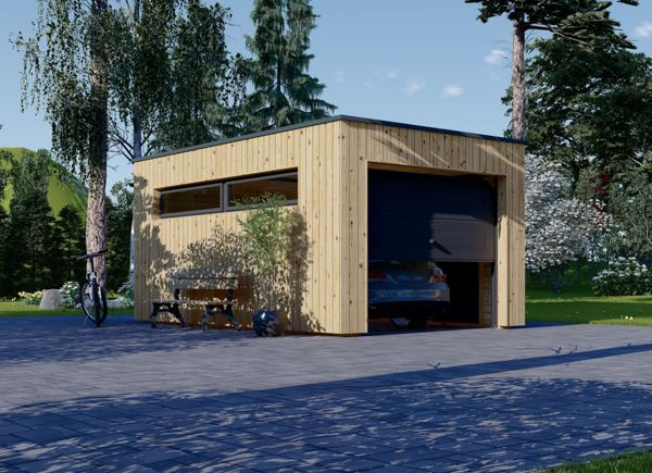 Garagem de madeira pré-fabricada para 1 carro SILVIA F (34 mm + revestimento), 3.2x5.2 m, 16.6 m² avp.ui.product_images.thumbnail 1