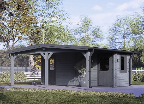 Telheiro para 1 carro em madeira 3x6 m com abrigo (44 mm) 2x6 m avp.ui.product_images.thumbnail 1