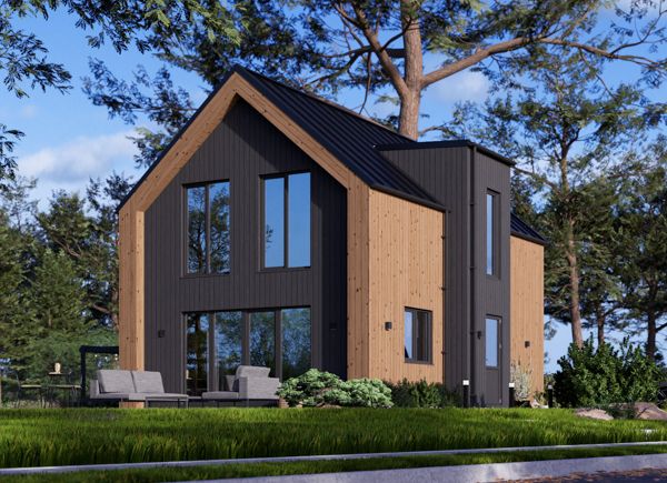 Casa pré-fabricada para habitação ASTRID PV S (44 mm + revestimento exterior em Thermowood), 99 m² thumbnail 1