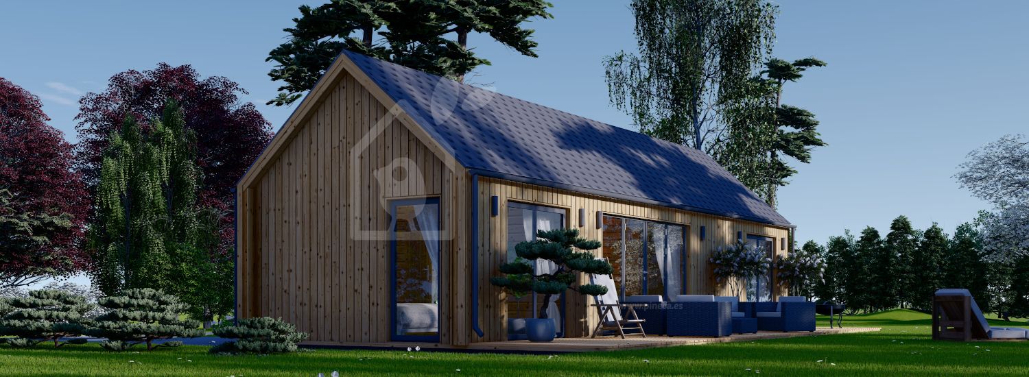 Casa de madeira pré-fabricada ADALINE (34 mm + revestimento), 50 m² visualization 1