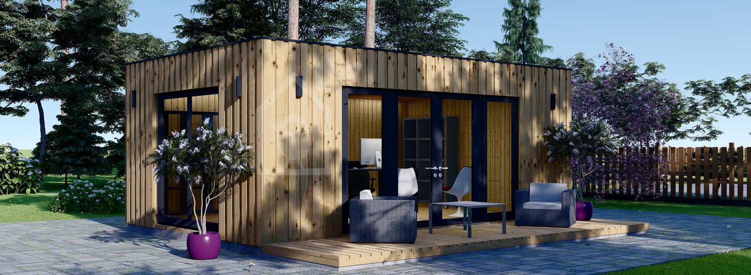 Casa de madeira para jardim PREMIUM (Isolamento térmico, painéis SIP), 7x4 m, 28 m² visualization 1