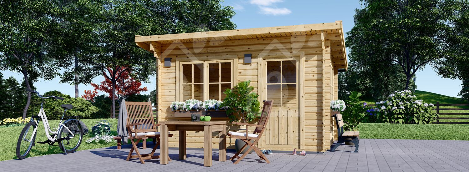 Abrigo de jardim em madeira DREUX F com telhado plano (44 mm), 5x4 m, 20 m² visualization 1