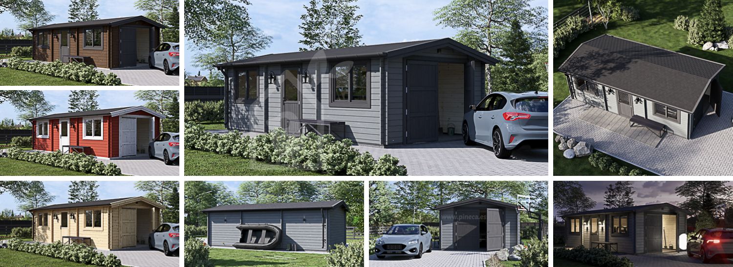 Garagem de madeira pré-fabricada para 1 carro CLASSIC (44 mm), 4x7.5 m, 30 m² visualization 1