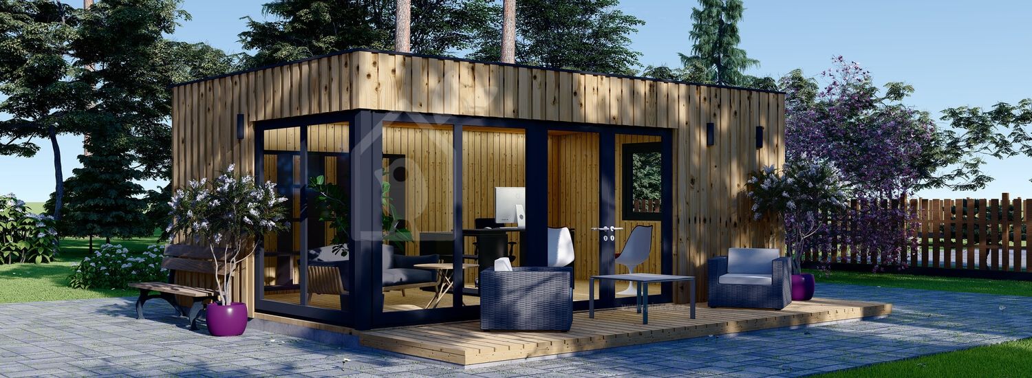 Casa de madeira para jardim PREMIUM (Isolamento térmico, painéis SIP), 6x4 m, 24 m² visualization 1