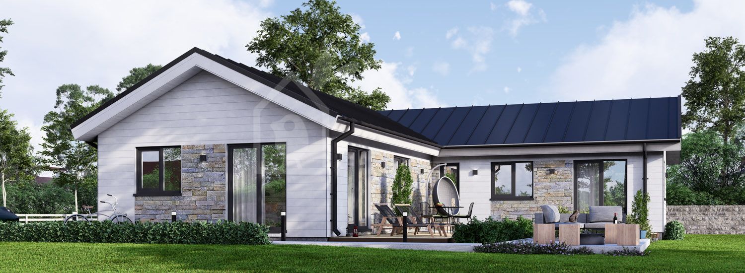 Casa pré-fabricada para habitação PAULA PV (Isolamento térmico PLUS, 44 mm + revestimento), 118 m² visualization 1