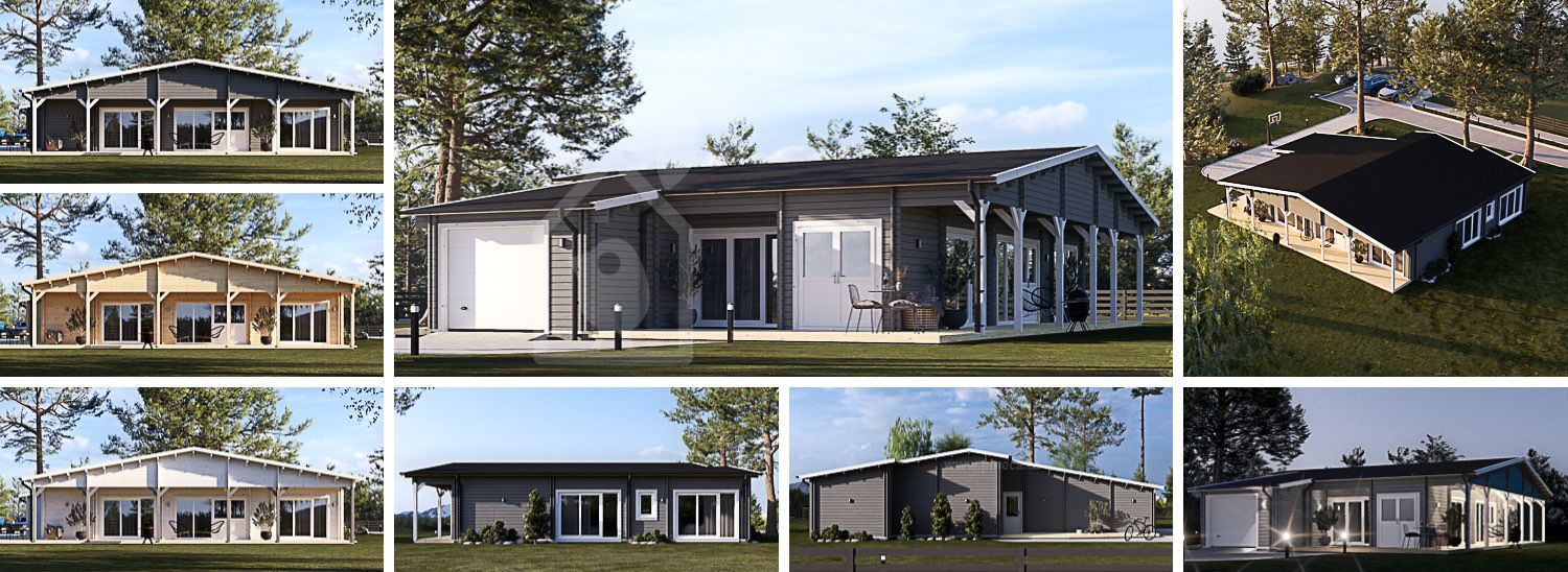 Casa de madeira pré-fabricada RIVIERA S (44+44 mm), 130 m² visualization 1