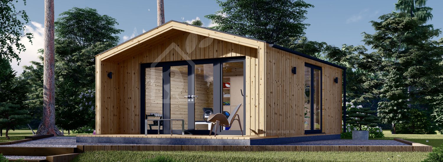 Casa de madeira para jardim PIA (34 mm + revestimento), 5x5 m, 25 m² visualization 1