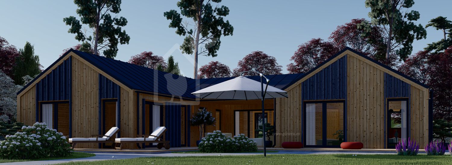 Casa de madeira pré-fabricada SCARLET (Isolamento térmico PLUS, 44 mm + revestimento), 160 m² visualization 1