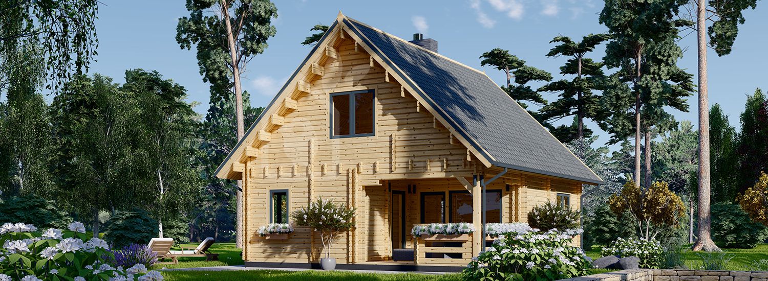 Casa de madeira pré-fabricada DORIS (44+44 mm), 80 m² visualization 1