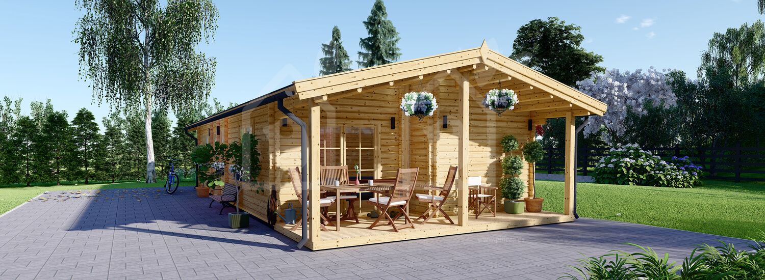 Casa de madeira pré-fabricada LINCOLN (Isolamento térmico, 44+44 mm), 6x12 m, 72 m² visualization 1