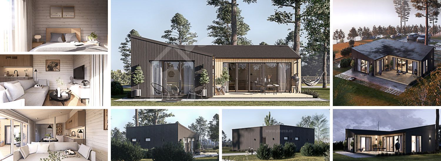 Casa de madeira pré-fabricada GINNY (34 mm + revestimento), 49 m² visualization 1