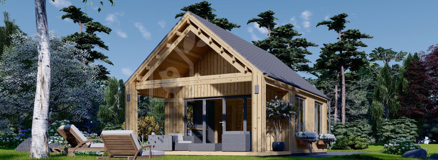 Casa de madeira pré-fabricada AGATA (Isolamento térmico, 44 mm + revestimento), 39 m² visualization 1