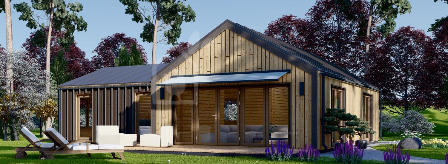 Casa de madeira pré-fabricada VALERI (Isolamento térmico, 44 mm + revestimento), 80 m² visualization 1